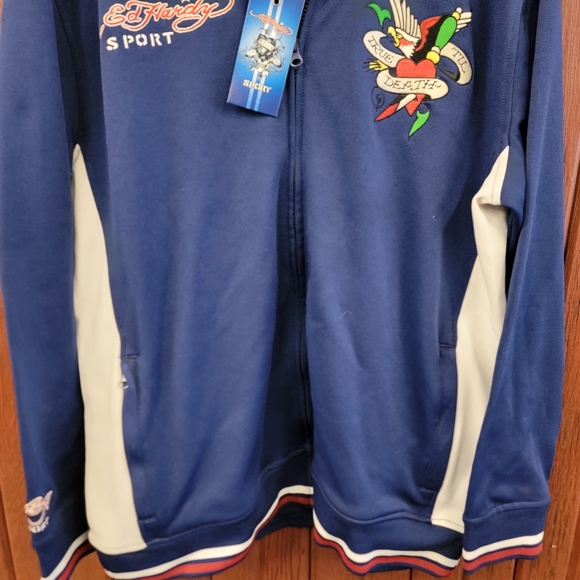 ED HARDY SPORT - Christian Audigier - ALL EMBROIDERED - TRACK JACKET - XL Blue - Picture 7 of 12